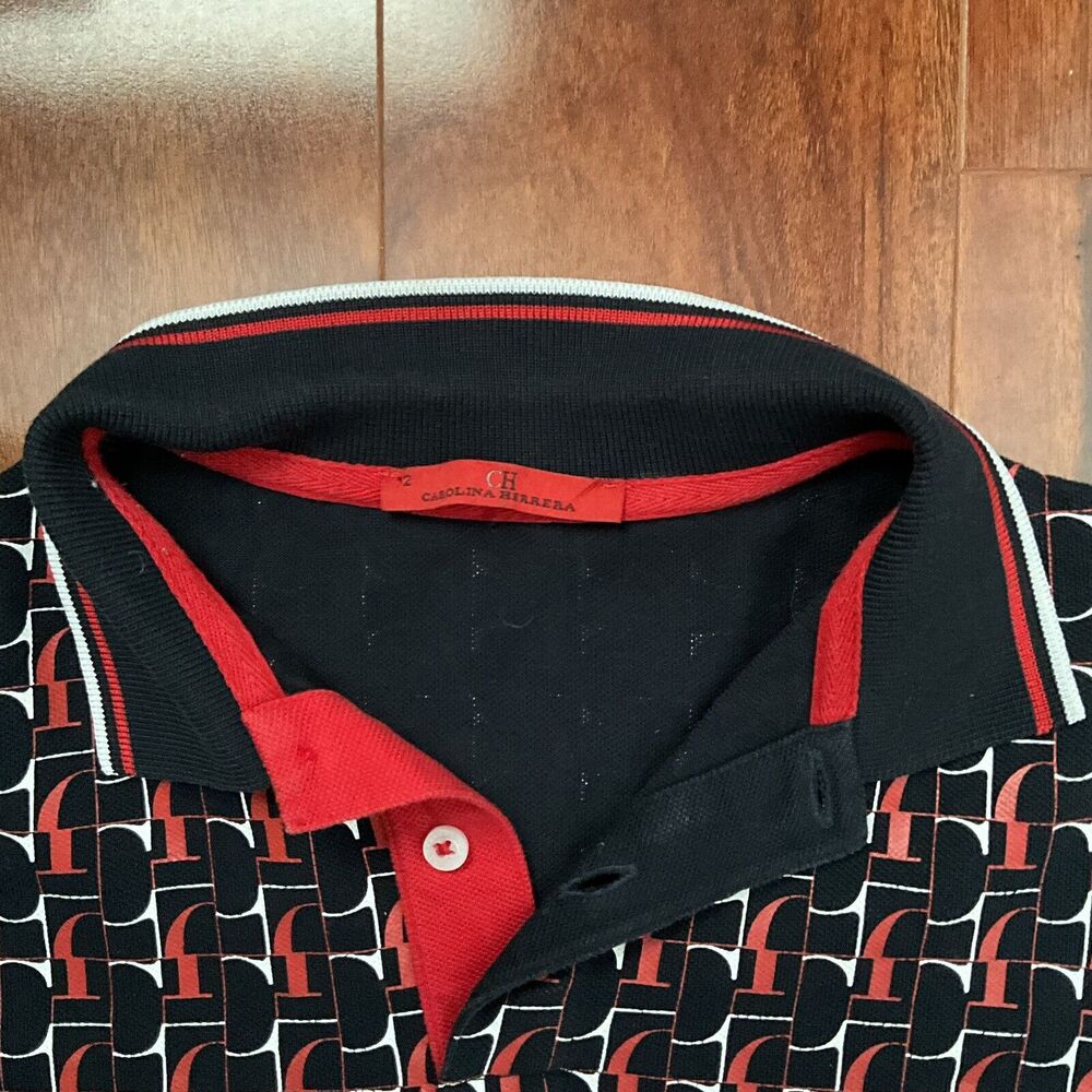 CAROLINA HERRERA Kids Boys Logo Short Sleeve Polo Size 12 - Picture 2 of 3